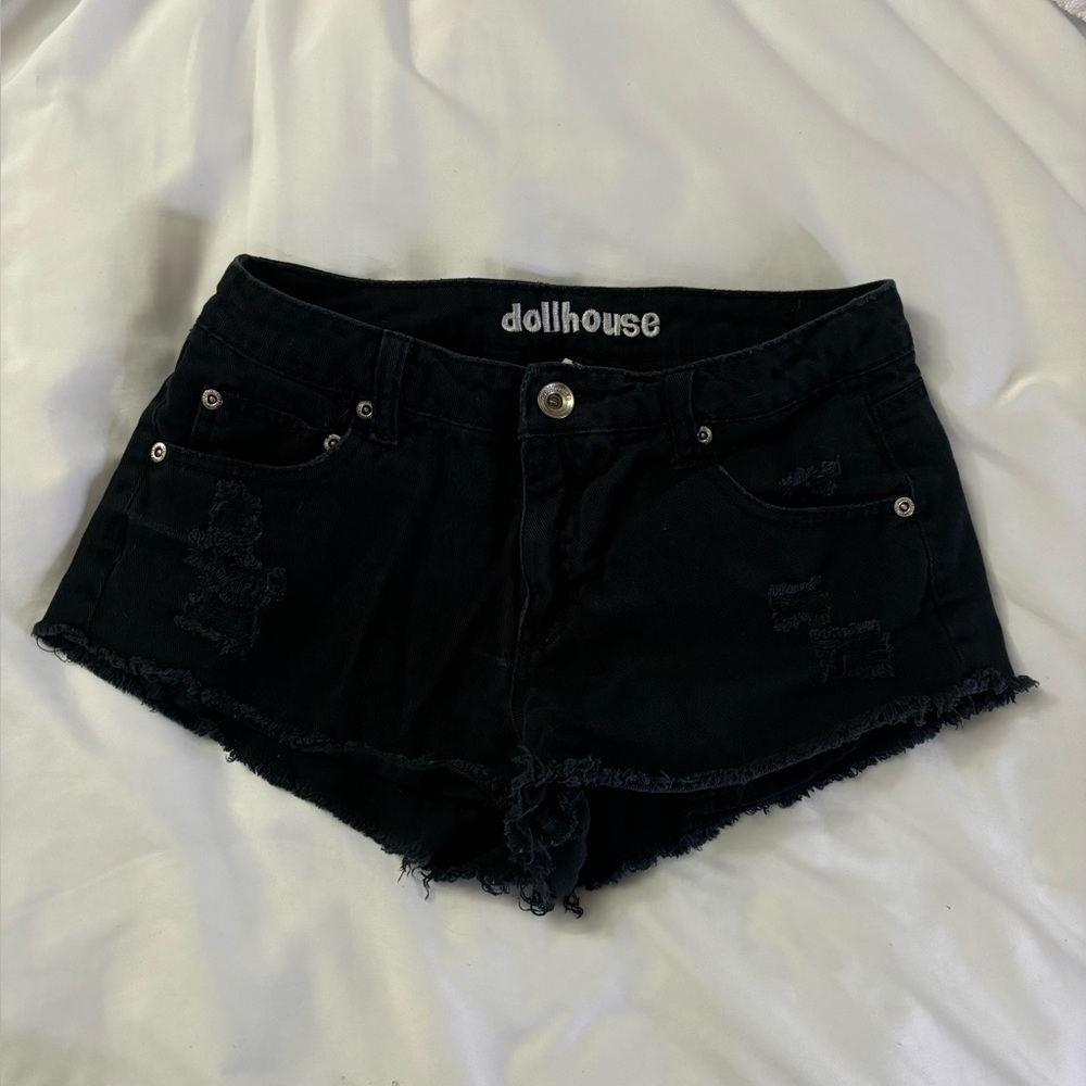 Dollhouse Black Distressed Shorts